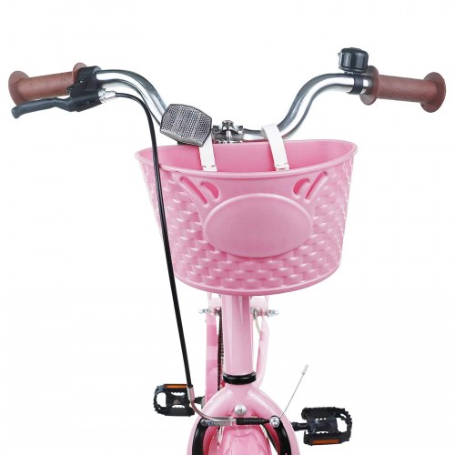 Børnecykel 24" til 8-12 år - lys pink, stålramme og kurv