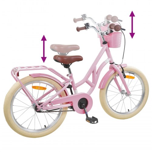 Børnecykel 24" til 8-12 år - lys pink, stålramme og kurv