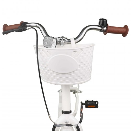 Børnecykel 24" til 8-12 år - hvid, stålramme og kurv