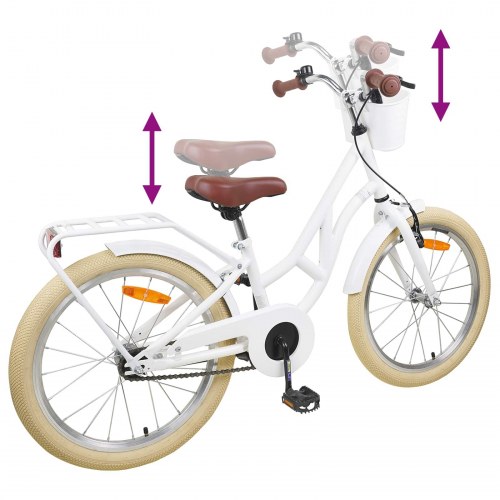 Børnecykel 24" til 8-12 år - hvid, stålramme og kurv