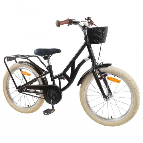 Børnecykel 24" til 8-12 år - sort stålramme, enkelt gear