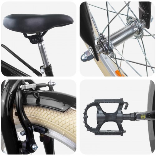 Børnecykel 24" til 8-12 år - sort stålramme, enkelt gear