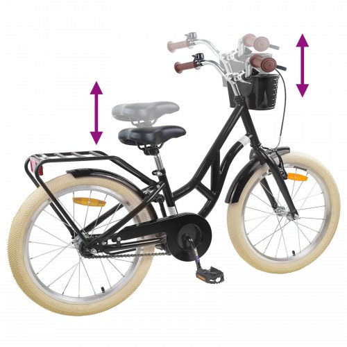 Børnecykel 24" til 8-12 år - sort stålramme, enkelt gear