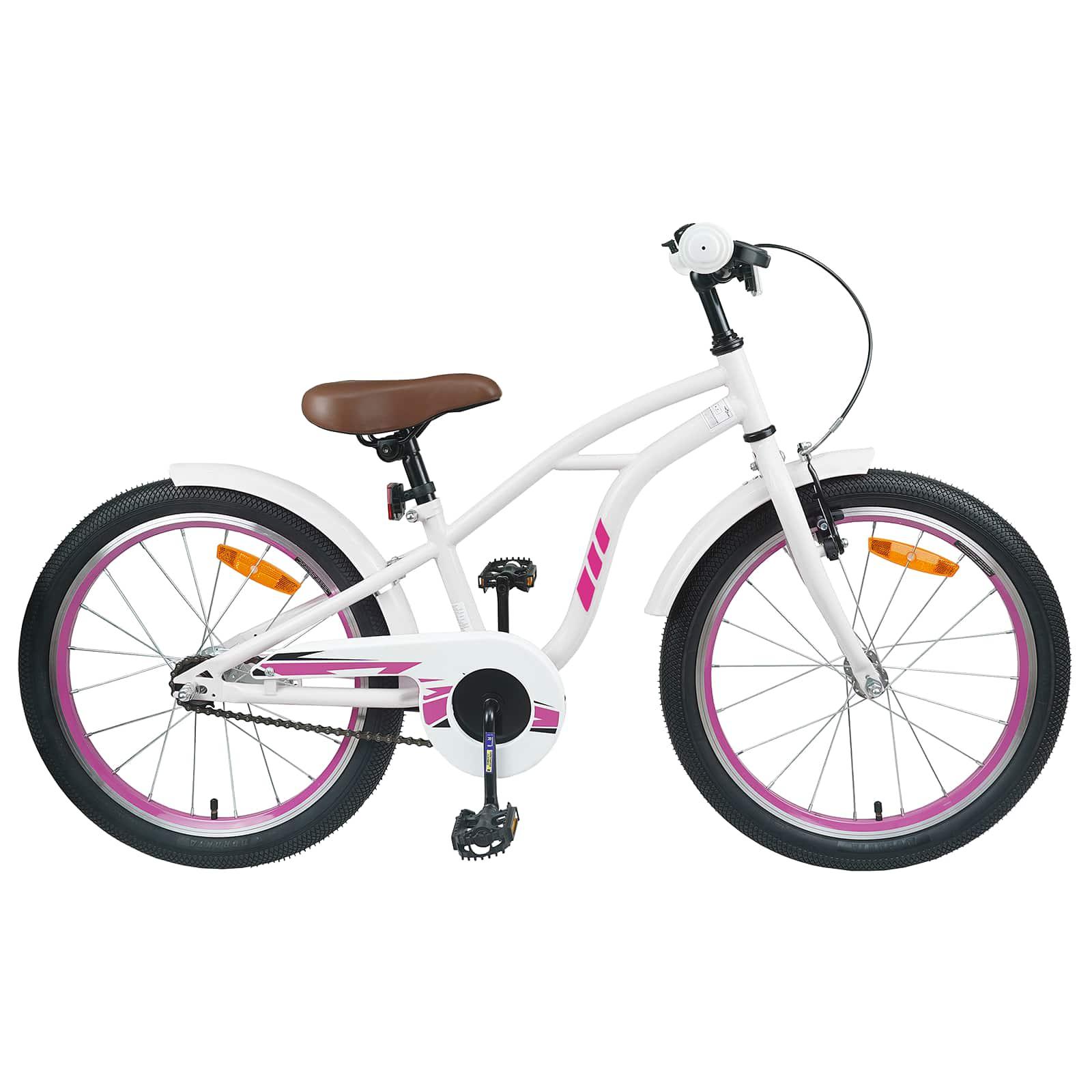 Børnecykel 20 tommer - hvid enkelgears cykel til 6-11 år billede