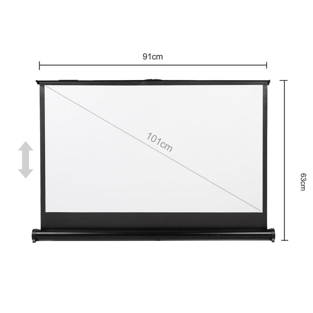 Maclean MC-962 bærbart projektorlærred 40" 16:9 - fritstående, mat hvid billede