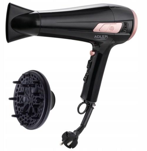 Adler AD 2283 hårtørrer 2000 W – sort/rosa billede