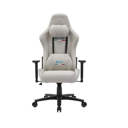 Gamerstol i kortluvet hør - STC Snug L Series, elfenbensfarvet billede