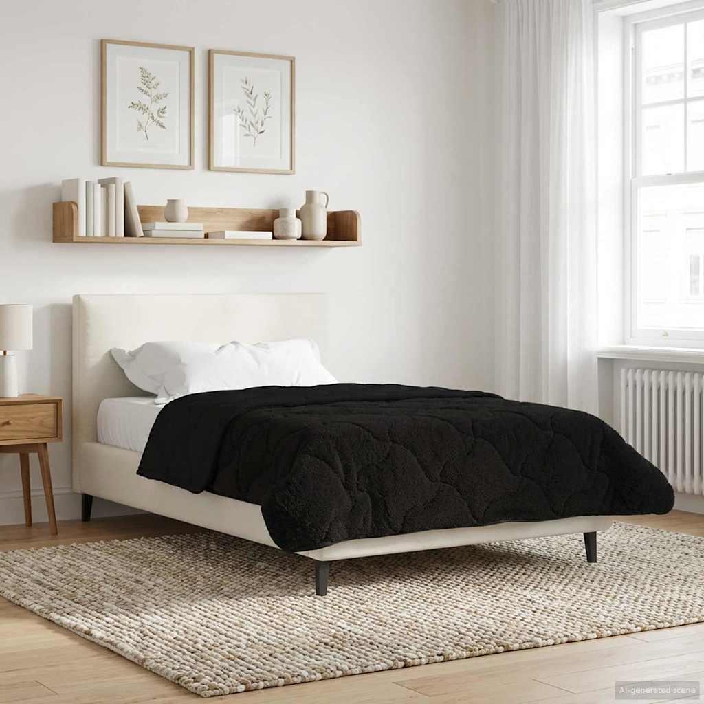Helårs dyne Sort 155 x 200 cm Mikrofiber og Teddy fleece billede