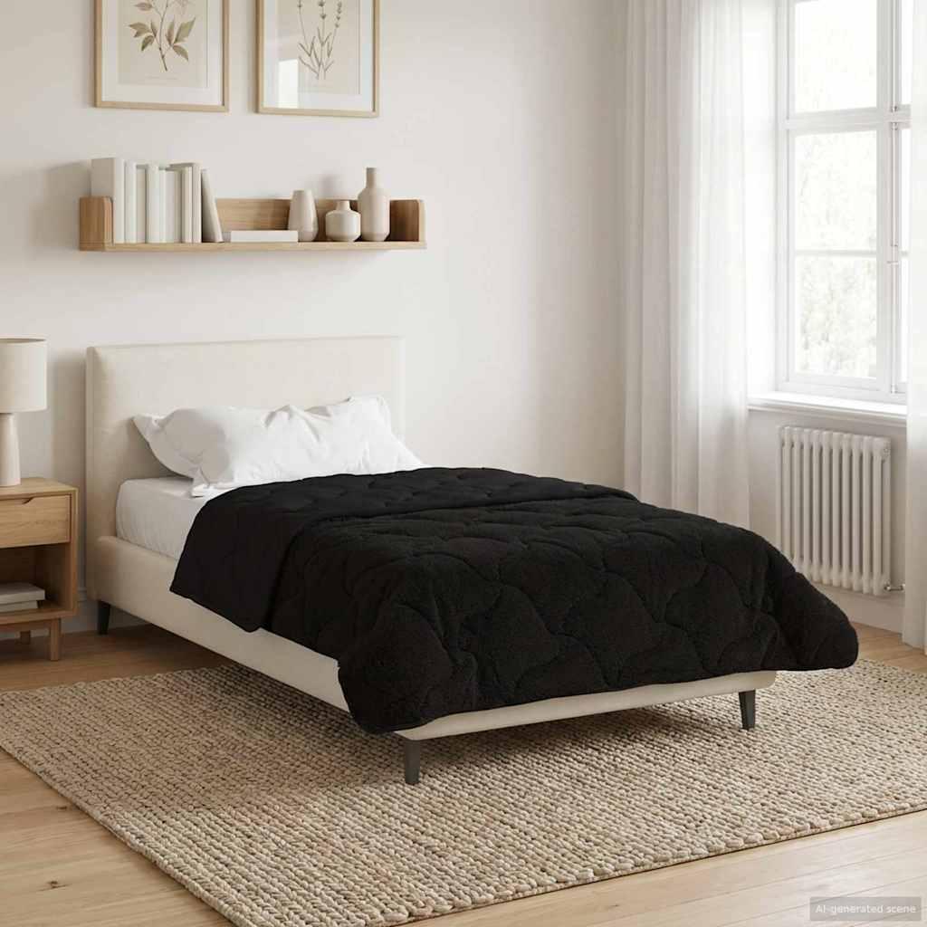 Helårs dyne Sort 135 x 200 cm Mikrofiber og Teddy fleece billede