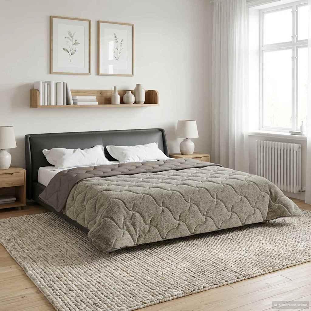Helårs dyne Lysegrå 200 x 220 cm Mikrofiber og Teddy fleece billede
