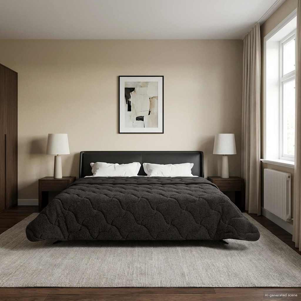 Helårs dyne Antracit 200 x 200 cm Mikrofiber og Teddy fleece billede