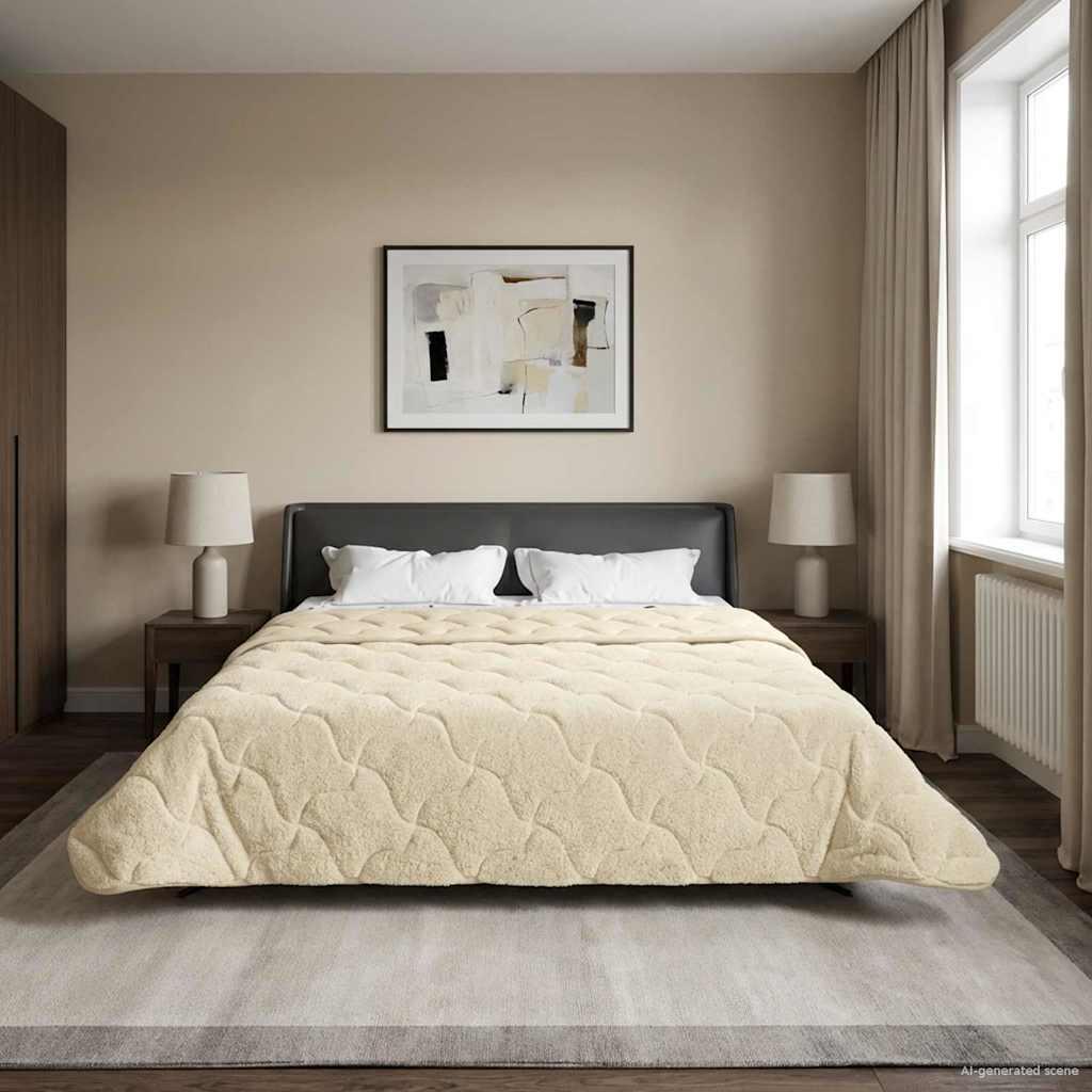 Sommerdyne i mikrofiber og teddy fleece - creme, 200 × 220 cm billede