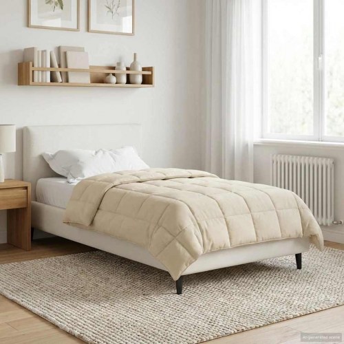 Sommerdyne i mikrofiber og teddy fleece - creme 140 × 220 cm