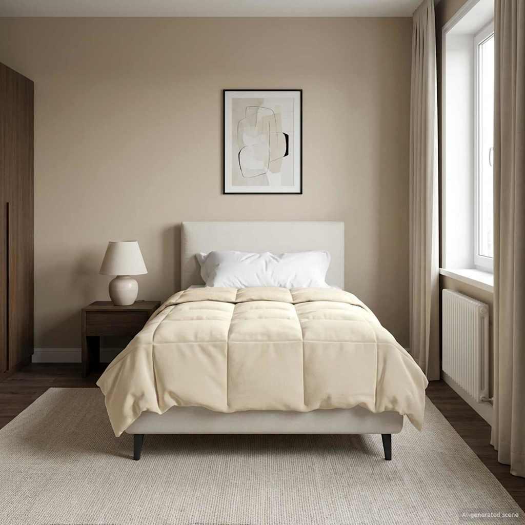 Vinterdyne i mikrofiber - quiltet, creme 135 × 220 cm billede