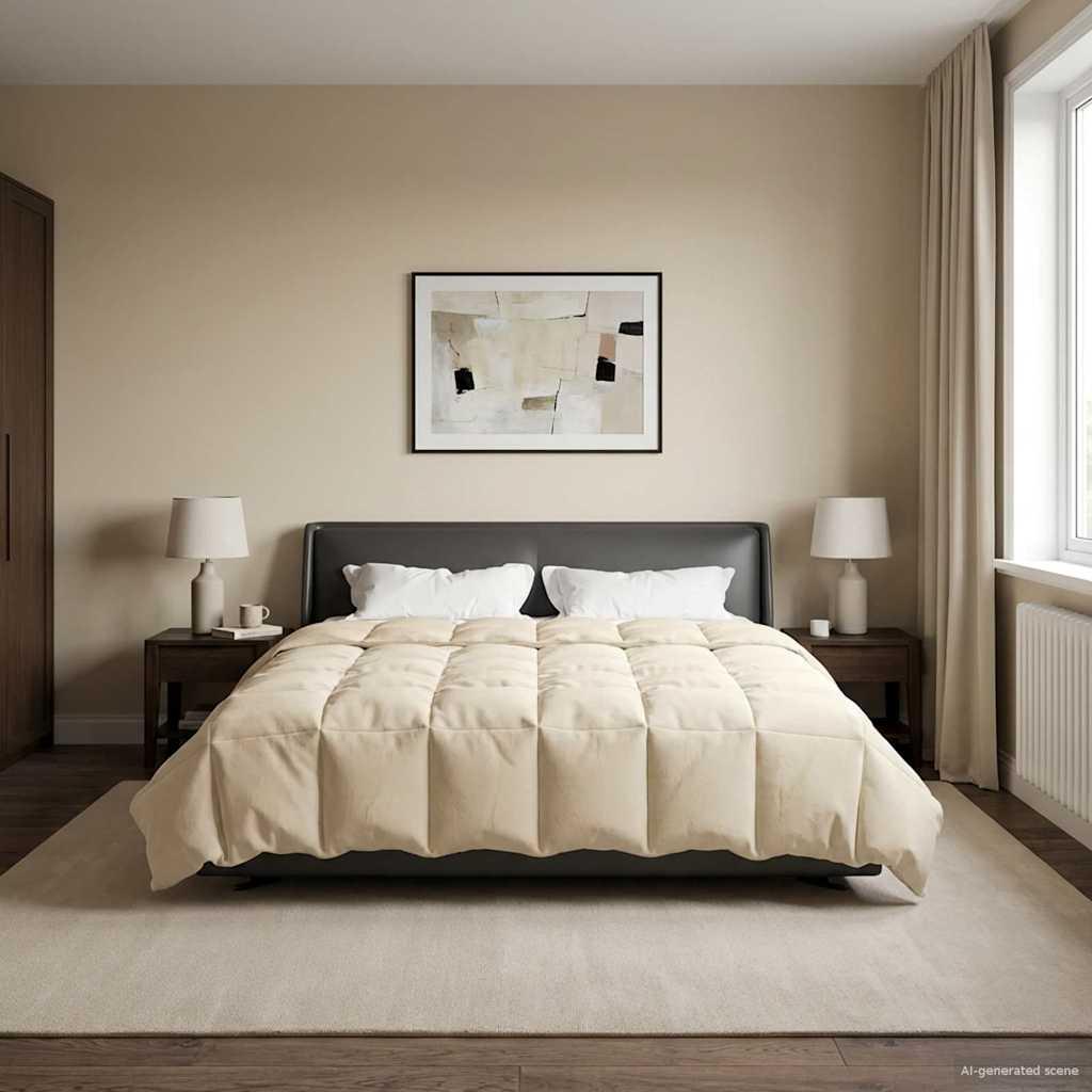 Vinterdyne i mikrofiber - quiltet, creme 200 × 200 cm billede