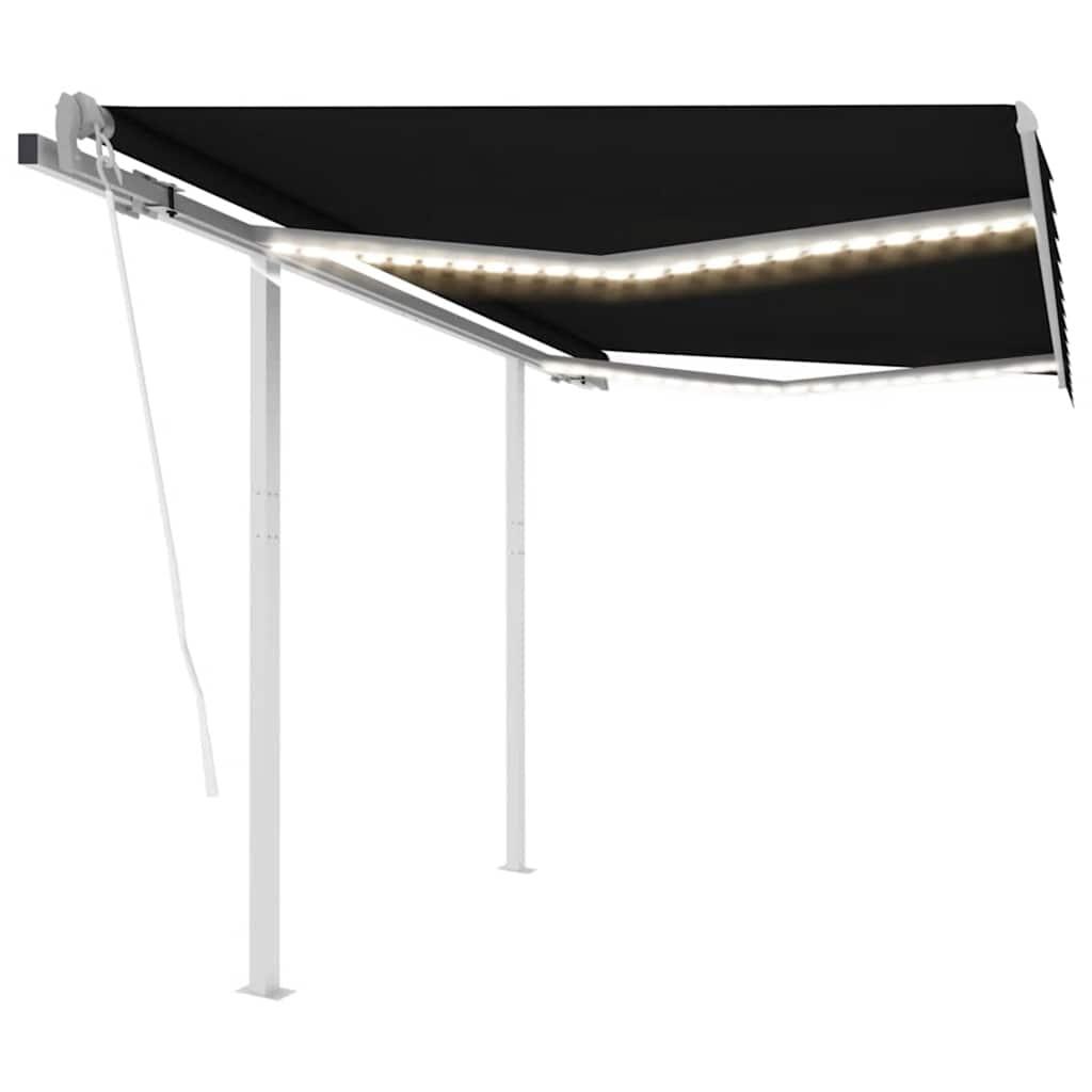 Markise m. LED-lys + vindsensor 3,5x2,5 m automatisk antracit
