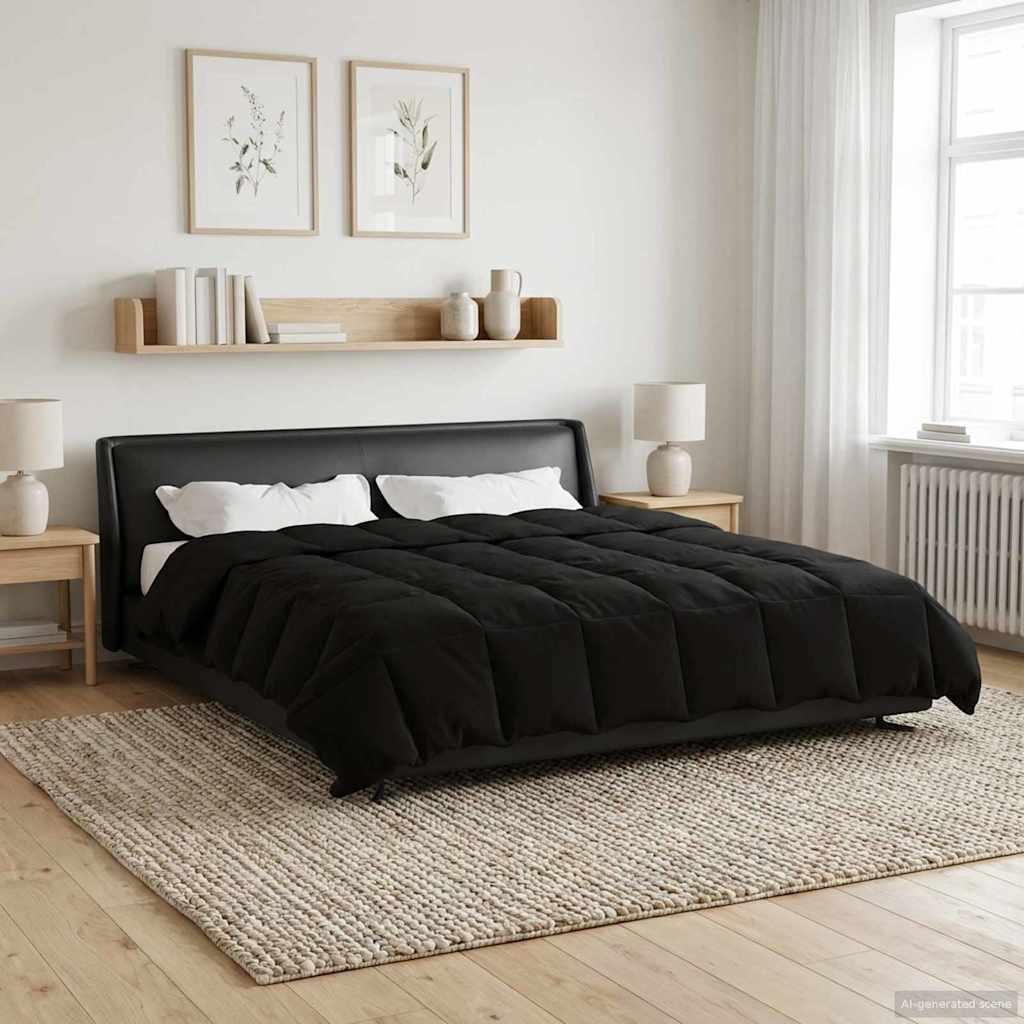 Helårs dyne Quilting Sort 200 x 240 cm Mikrofiber billede
