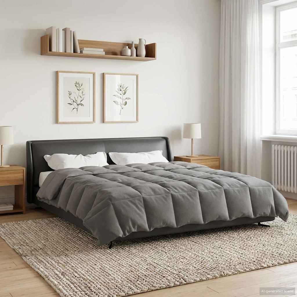 Helårs dyne Quilting Lysegrå 220 x 260 cm Mikrofiber billede