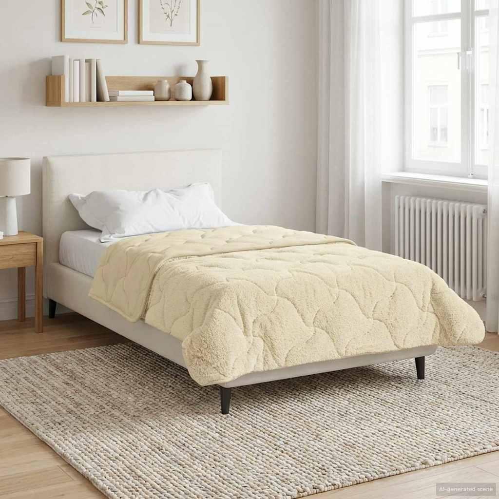 Vinter dyne Creme 155 x 220 cm Mikrofiber og Teddy fleece billede