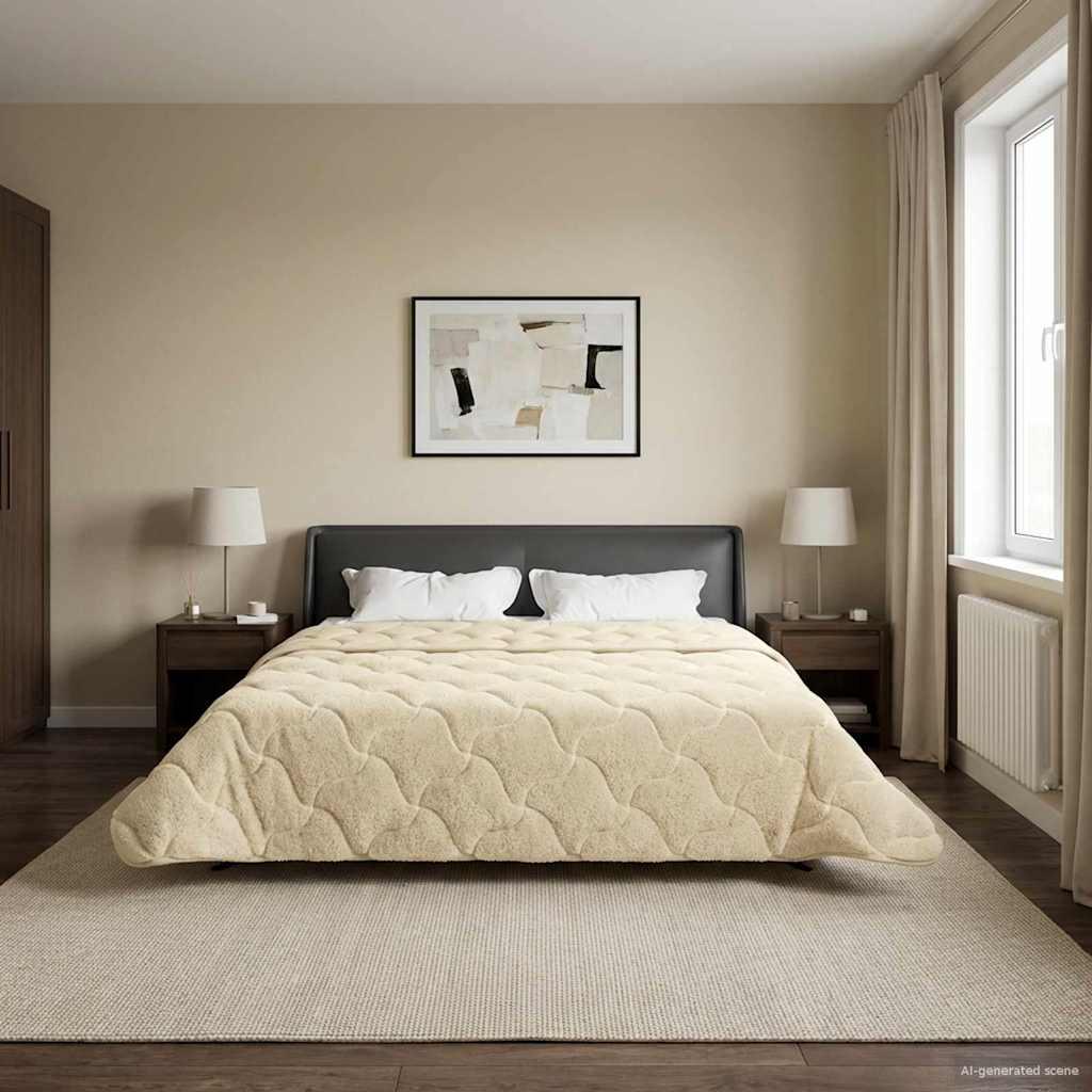 Helårs dyne Creme 220 x 260 cm Mikrofiber og Teddy fleece billede