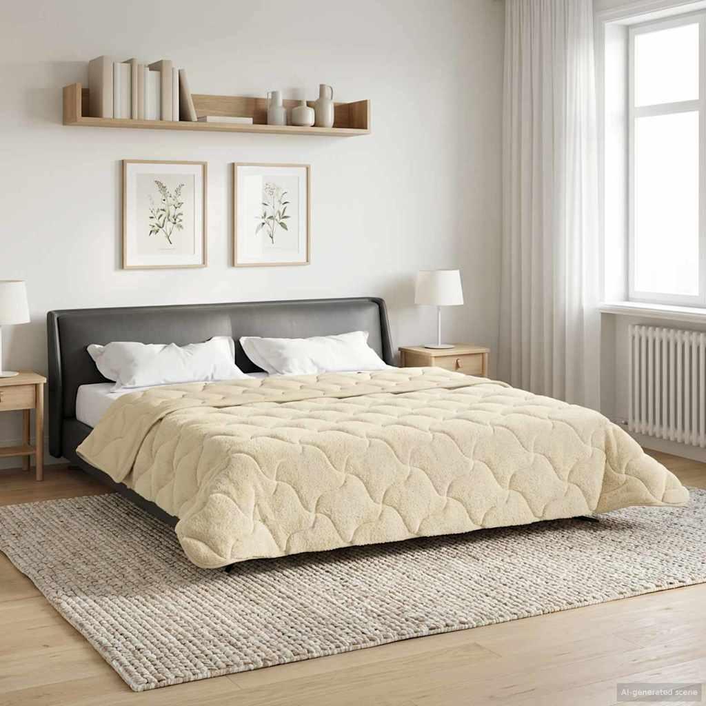 Helårs dyne Creme 220 x 240 cm Mikrofiber og Teddy fleece billede