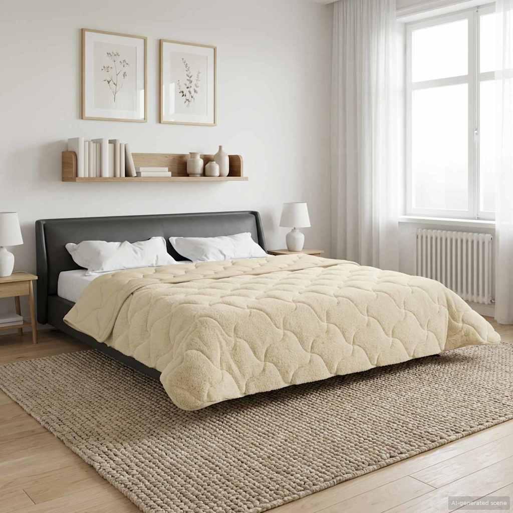 Helårs dyne Creme 200 x 200 cm Mikrofiber og Teddy fleece billede