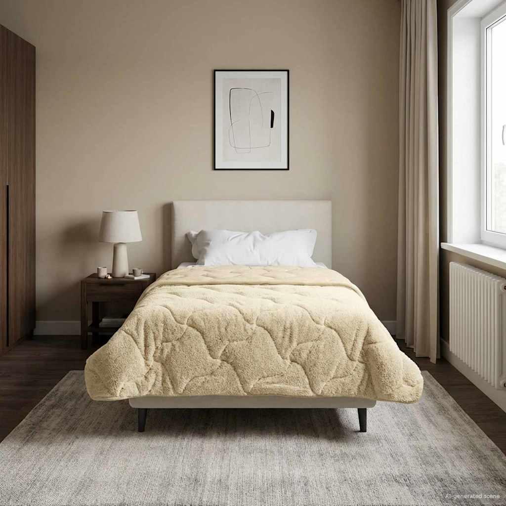 Helårs dyne Creme 155 x 200 cm Mikrofiber og Teddy fleece billede
