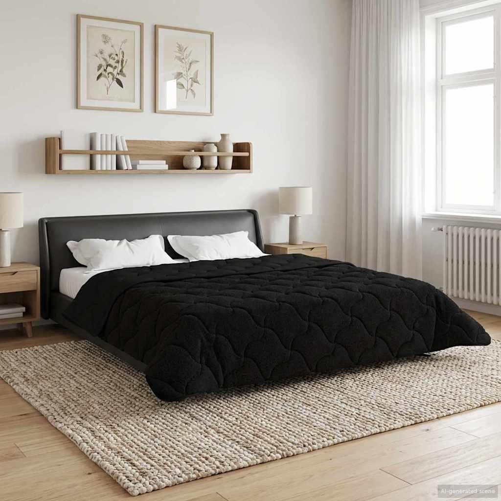 Helårs dyne Sort 220 x 240 cm Mikrofiber og Teddy fleece billede