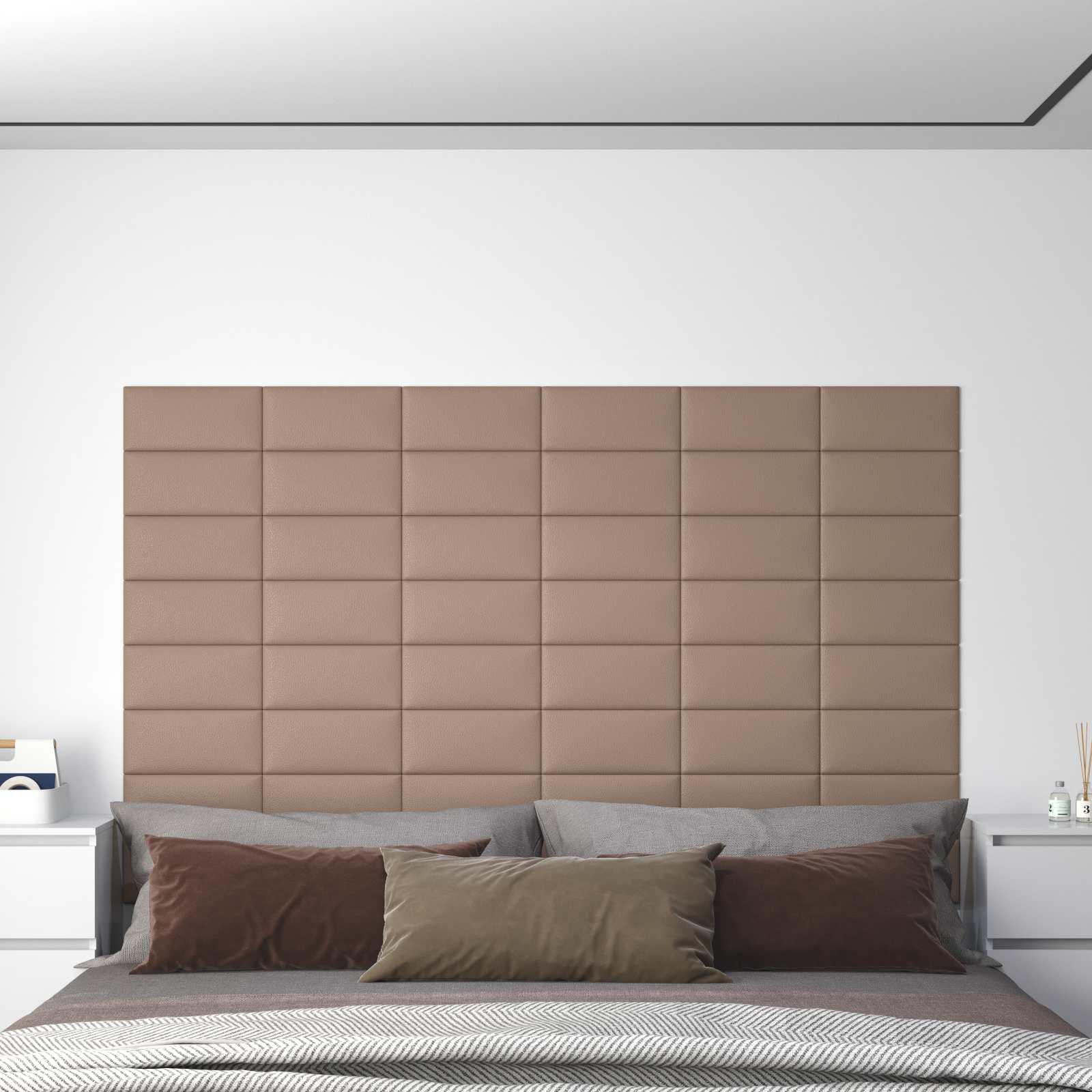 Væghovedgærde - 12 stk paneler 30 × 15 cm i cappuccino stof billede