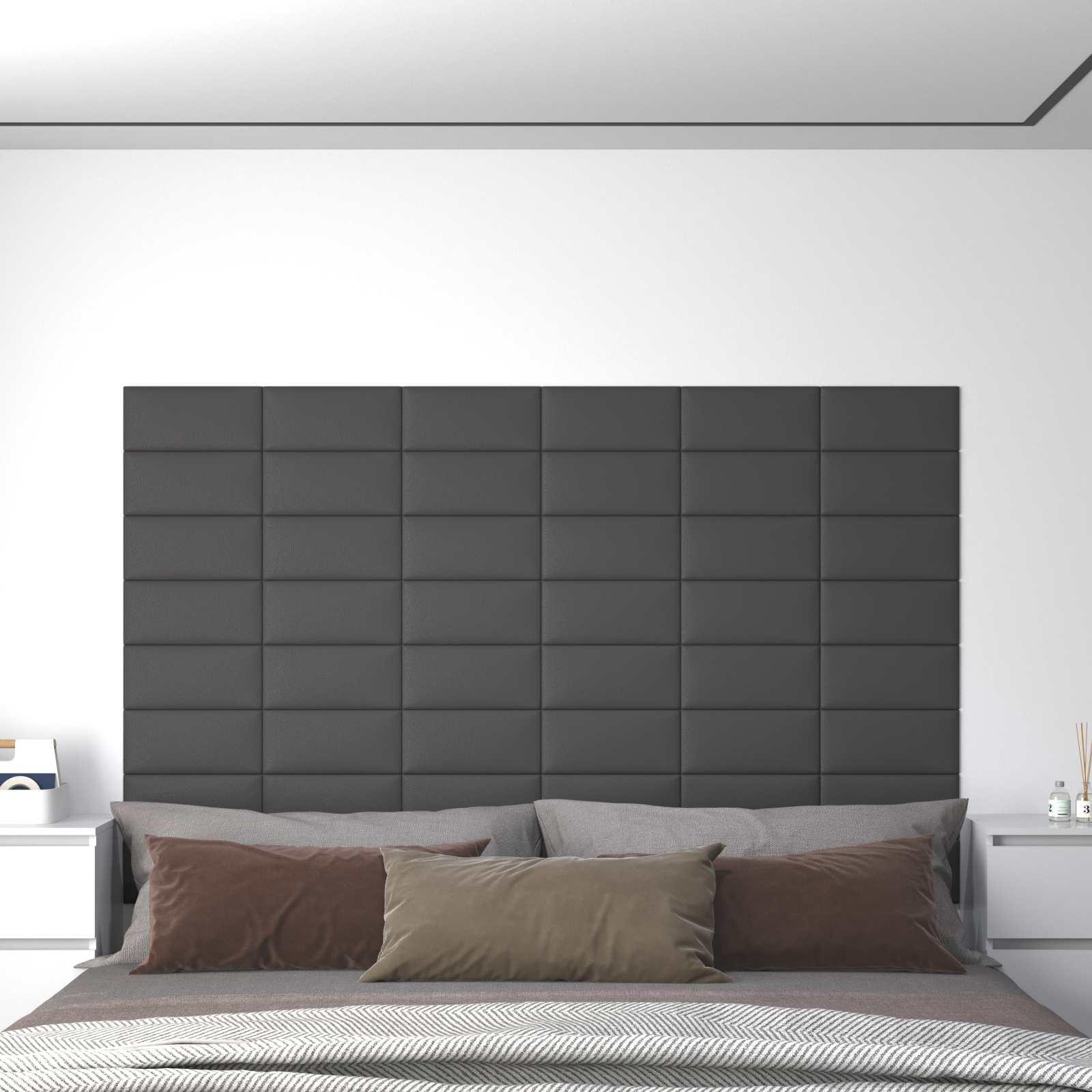 Væghovedgærde - 12 paneler 30 × 15 cm, grå stof billede