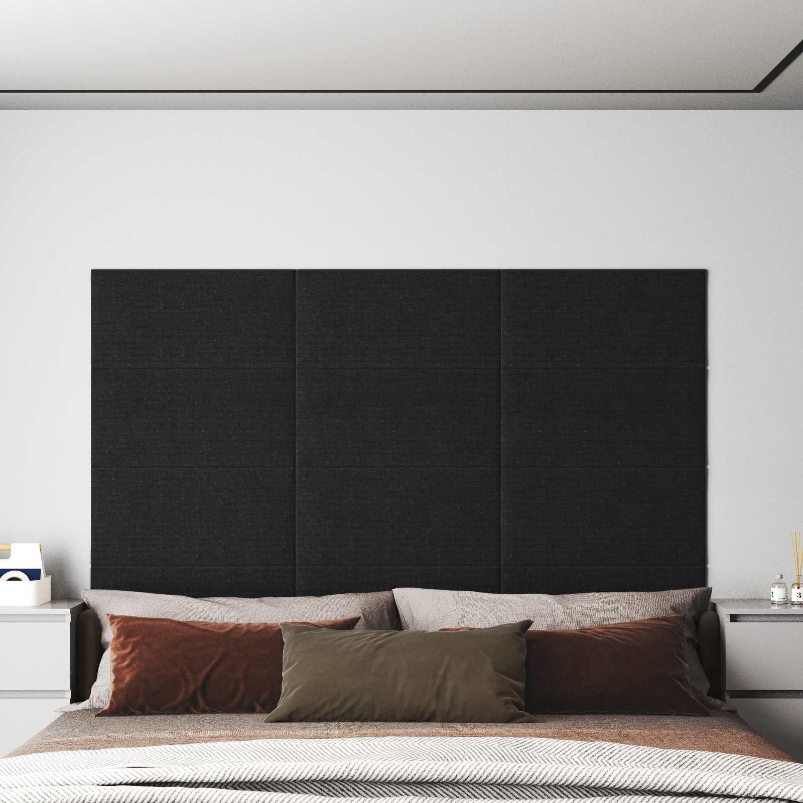 Væghovedgærde - 12 paneler 60 × 30 cm i sort stof billede