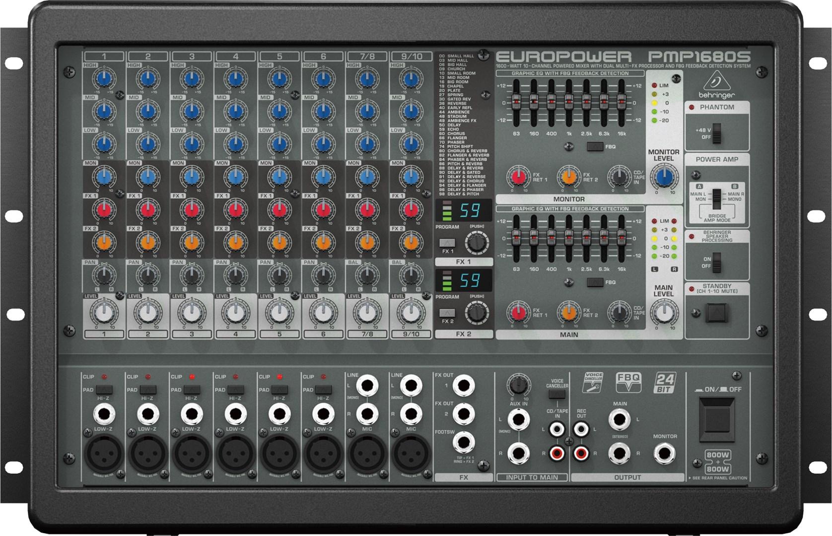Behringer Europower PMP1680S – 10-kanals powered mixer, sort billede