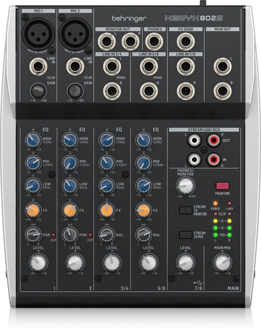 Behringer Xenyx 802S – 2-kanals mikserbord, sort/sølv billede