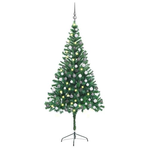 Kunstigt juletræ med lys og kuglesæt 180 cm 564 grene