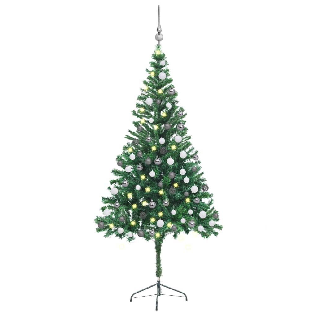 Kunstigt juletræ med lys og kuglesæt 180 cm 564 grene