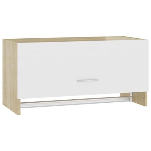 Garderobe 70x32,5x35 cm spånplade hvid og sonoma-eg