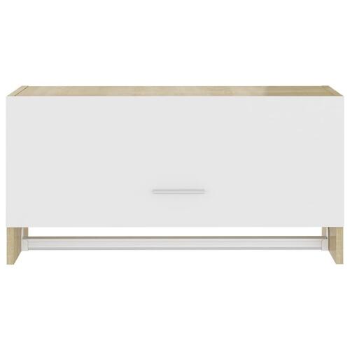 Garderobe 70x32,5x35 cm spånplade hvid og sonoma-eg