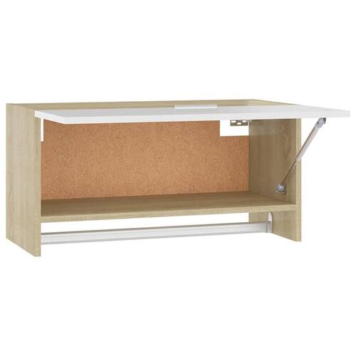 Garderobe 70x32,5x35 cm spånplade hvid og sonoma-eg