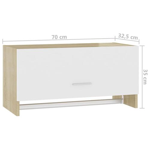 Garderobe 70x32,5x35 cm spånplade hvid og sonoma-eg