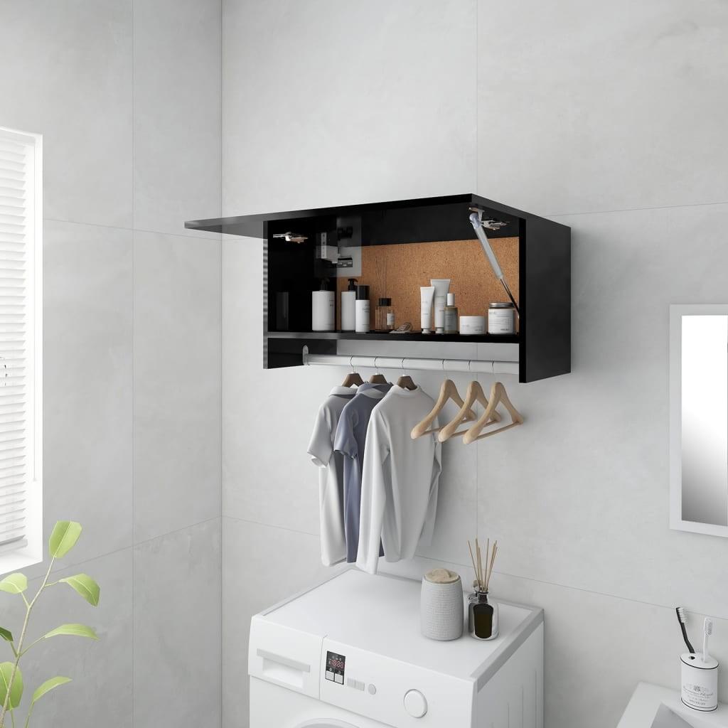 Garderobe 70x32,5x35 cm spånplade sort højglans