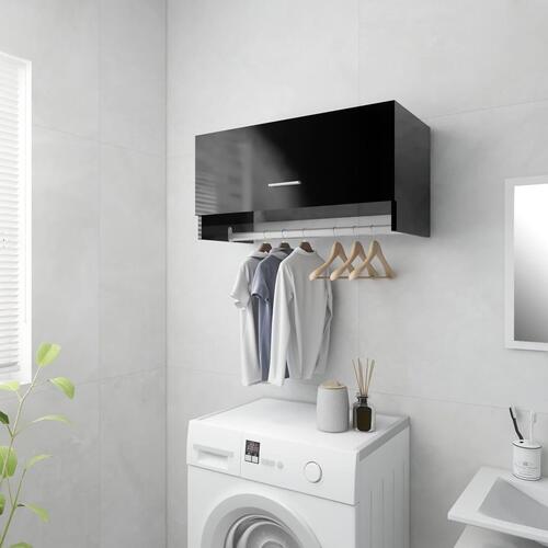 Garderobe 70x32,5x35 cm spånplade sort højglans