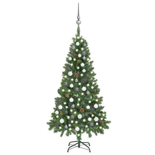 Juletræ med lys + julekugler og grankogler 150 cm