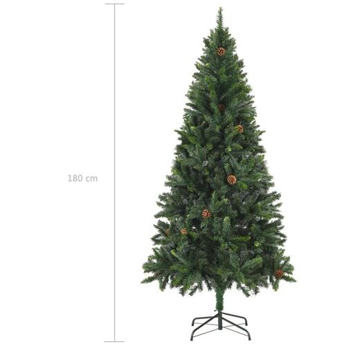 Juletræ med lys + julekugler og grankogler 180 cm