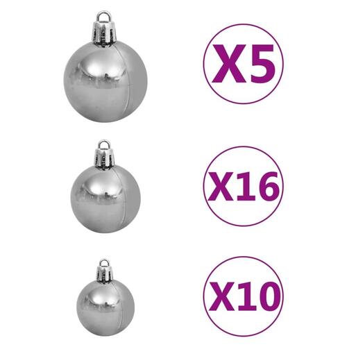 Juletræ med lys + julekugler og grankogler 210 cm