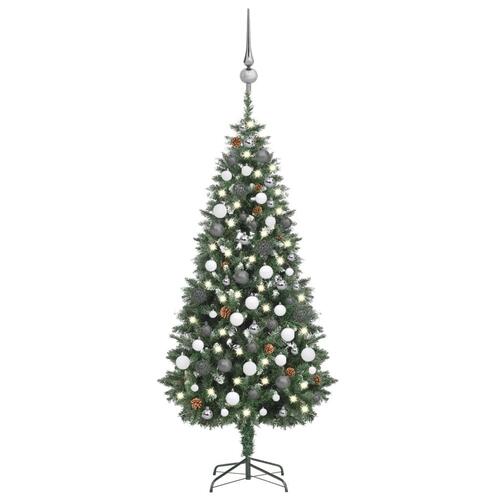 Juletræ med lys + julekugler og grankogler 180 cm