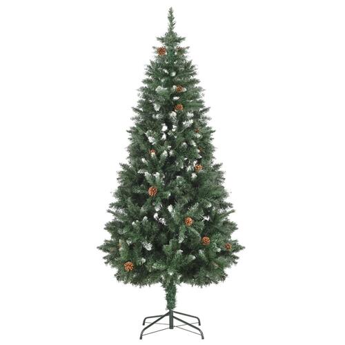 Juletræ med lys + julekugler og grankogler 180 cm