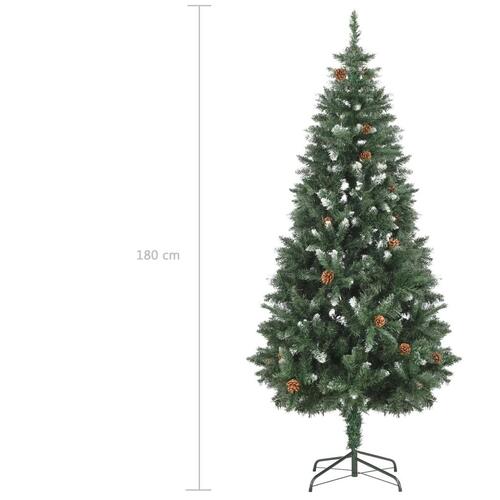 Juletræ med lys + julekugler og grankogler 180 cm