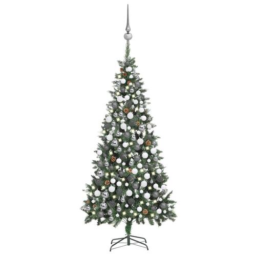 Juletræ med lys + julekugler og grankogler 210 cm