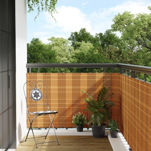 Altanafskærmning 1000 × 100 cm i polyrattan - lysebrun