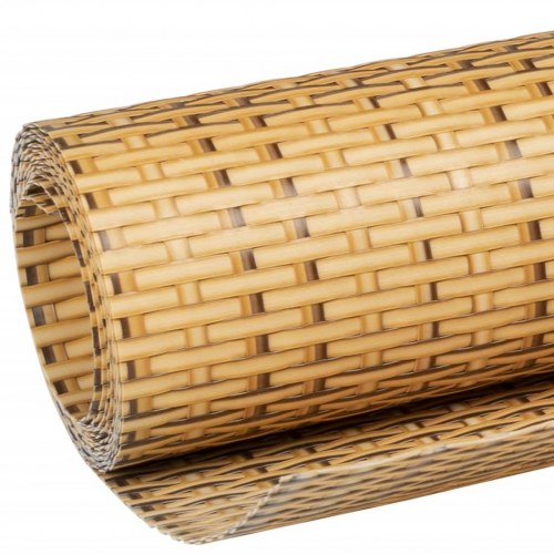 Altanafskærmning 600 × 80 cm i polyrattan - lysebrun